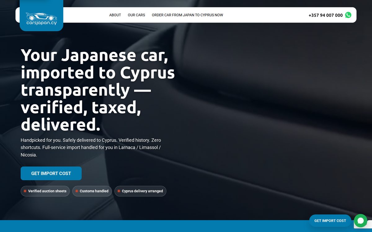 CarsJapan Cyprus &mdash; vehicle import platform homepage